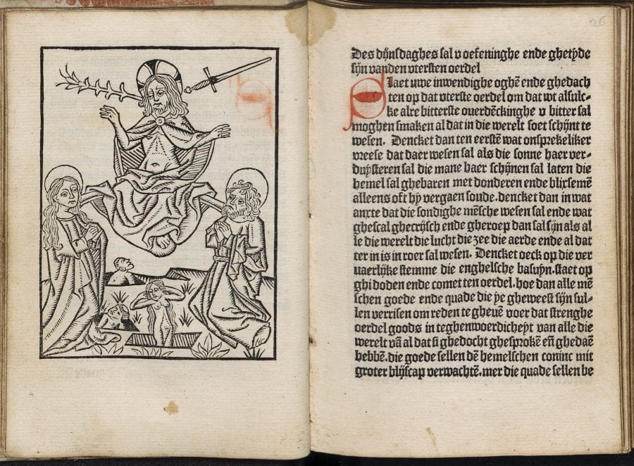 Start of the chapter for Tuesday (fols. d1v–d2r, 1484-1485, University Library, Leiden