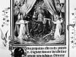 Atrributed to Petrus Christus,  God Enthroned, fol. 14, from the Turin-Milan Ho,  ca. 1445–52,  Biblioteca Nazionale e Universitaria, Formerly Turin