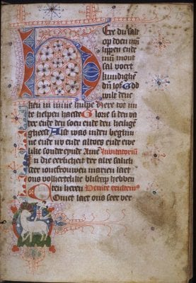 Unknown, Incipit of the Hours of the Virgin, with a Lamb o, Universiteitsbibliotheek, Tilburg