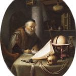 Gerrit Dou,  Scholar Interrupted at His Writing,  ca. 1635,  The Leiden Collection, New York