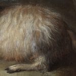 Detail of Goat in a Landscape showing the complex brushwork achieved in rendering the plushness of wavy hair