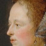Detail of Portrait of a Lady in Profile showing a change in the woman’s upper profile