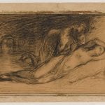 Jean-François Millet,  Femme à moitié nue, étendue au pied d'une meu,  ca. 1846,  Musée du Louvre, Département des arts graphiques, Paris