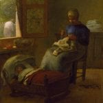 Jean-François Millet,  Woman Mending by Her Sleeping Child,  ca. 1855,  Chrysler Museum of Art, Norfolk, Virginia