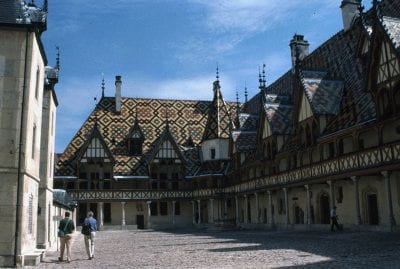 Courtyard of the Hôtel-Dieu, Beaune, France,