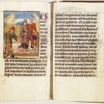 Miniature depicting the martyrdom of Saint Erasmu,
