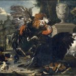 Melchior d'Hondecoeter,  Turkey and Rooster Fighting, 1668,  Staatliches Museum Schwerin