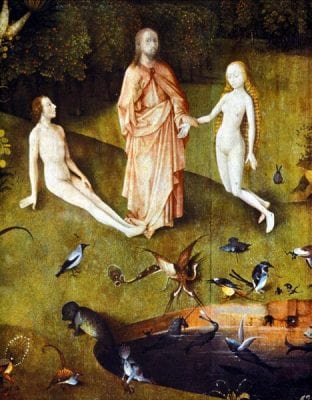 Jheronimus Bosch,  Presentation of Eve to Adam, detail from Garden, Museo del Prado, Madrid