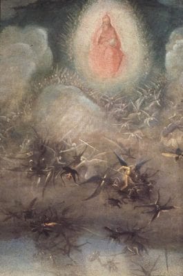 Jheronimus Bosch,  Fall of the Rebel Angels, detail from Garden of, Akademie der Bildenden Künste, Vienna