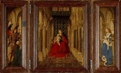 Jan van Eyck,  Virgin and Child with Saints Catherine and Micha, 1437, Gemäldegalerie Alte Meister, Staatliche Kunstsammlungen, Dresden