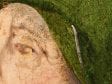 Fig. 26b Detail of fig. 26a showing blotted green glaze under the abraded flesh paint. The man’s eye has been retouched.