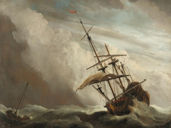 Willem van de Velde (II), A Ship on the High Seas Caught by a Squall, known 'The Gust', ca. 1680, Rijksmuseum, Amsterdam