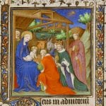 Boucicaut Master and Workshop;  Adoration of the Magi;  miniature from a Book of Hours;  ca. 1415–20;  tempera colors, gold paint, gold leaf, and ink on parchment;  20.5 x 14.8 cm (leaf).;   Los Angeles, J. Paul Getty Museum;  inv. 86.ML.571.72 (Ms 22, fol. 72)