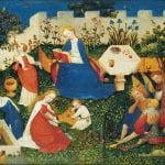 Master of the Little Garden of Paradise (also known as the Upper Rhenish Master);  The Little Garden of Paradise;  ca. 1410–20;  tempera on oak;  26.3 x 33.4 cm;  Frankfurt, Städel Museum;  on loan from the Historisches Museum Frankfurt, inv. HM 54