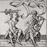Israhel van Meckenem;  Henpecked Husband; 1480;  engraving;  9.7 x 10.1 cm;  Lehrs 649.