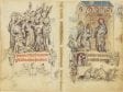 Jean Pucelle (French, active Paris);  Betrayal of Christ and the Annunciation, miniature from the Book of Hours of Jeanne d’Evreux;  1324–28; Decorative Arts and Utilitarian Objects;  grisaille, tempera, and ink on vellum;  9.2 x 6.2 cm (single folio);  New York, Metropolitan Museum of Art, The Cloisters;  inv. 54.1.2
