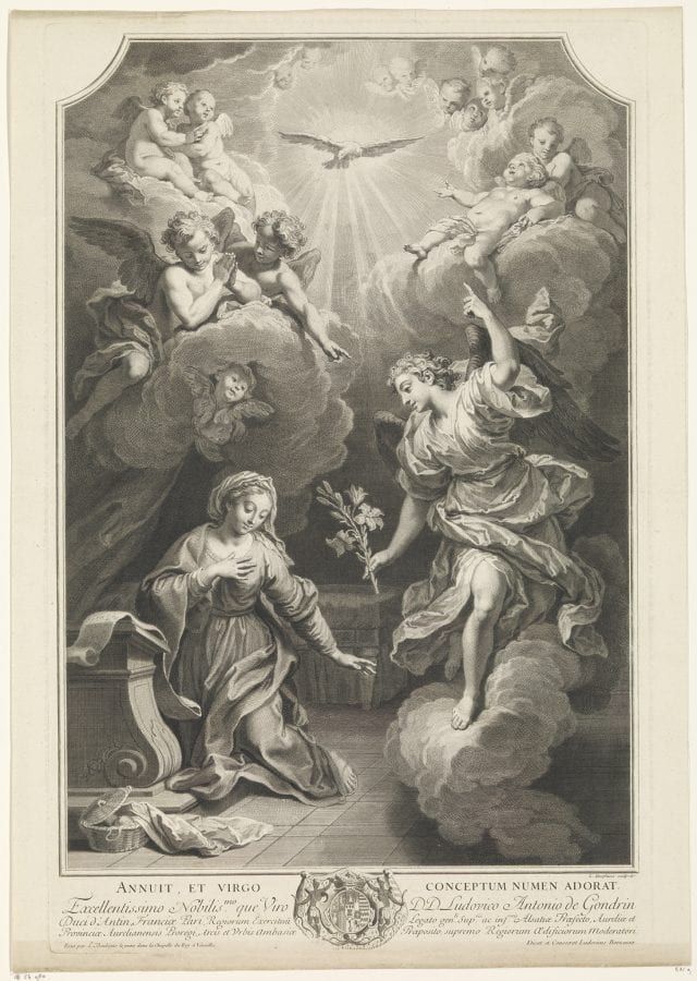 Francesco Villamena, Annunciation, after Mario Arconio, Amsterdam, Rijksmuseum, Rijksprentenkabinet