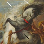 Peter Paul Rubens, The Fall of Phaeton, detail of horses-arrows, begun ca. 1604–1605, completed ca. 1610–1612, National Gallery of Art, Washington