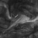 X-radiograph, Peter Paul Rubens, The Fall of Phaeton, detail of space between Horae with arrows