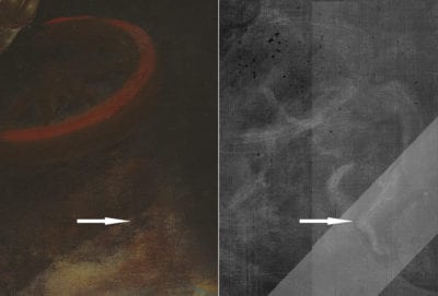 X-radiograph, Peter Paul Rubens,The Fall of Phaeton, detail of the lower right