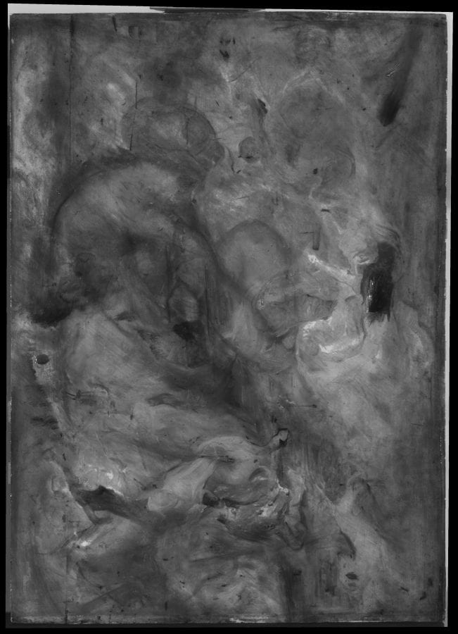 Infrared reflectogram (portrait, Peter Paul Rubens, The Conversion of Saint Paul (oil sketch), The Courtauld Museum of Art, London