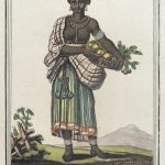 Jacques Grasset de Saint-Sauveur and L. F. Labrousee, “Femme de la Côte d’Or” (West Africa), ca. 1797, hand-colored engraving, Los Angeles County Museum of Art, Los Angeles