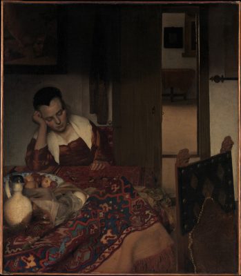 Johannes Vermeer, A Maid Asleep, ca. 1656–57, oil on canvas, 87.6 x 76.5 cm. The Metropolitan Museum of Art, New York