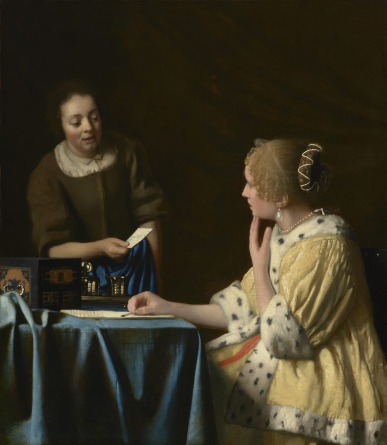 Johannes Vermeer, Mistress and Maid, ca. 1666−1667, oil on canvas, Frick Collection, New York