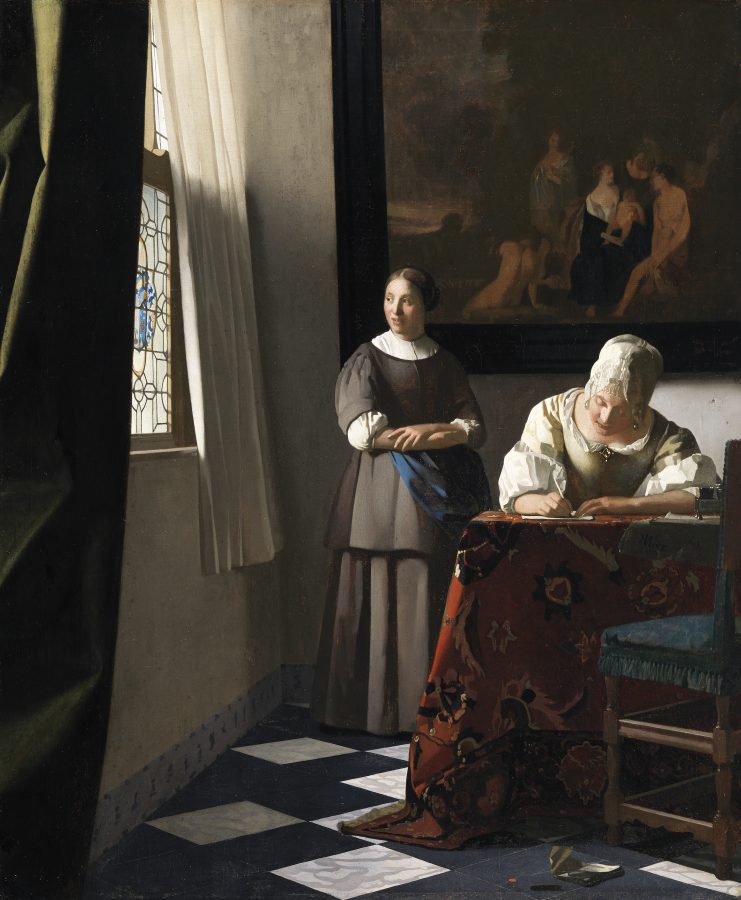 Johannes Vermeer, Woman Writing a Letter, with her Maid, ca. 1670, oil on canvas, National Gallery of Ireland, Dublin