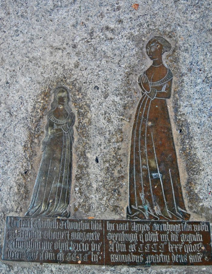Unknown maker, English, Memorial to Elizabeth Etchingham and Agnes Oxenbridge, ca. 1480, brass, tchingham Church, East Sussex