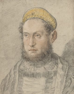 Hans Burgkmair, Portrait of an Unknown Man in a Gold-Colored Cap, 1505–1520, black and colored chalks on paper, Rijksmuseum, Amsterdam