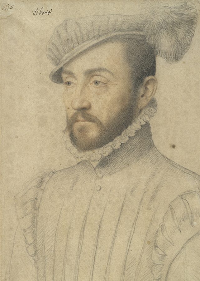 François Clouet, Portrait of Claude Gouffier de Boisy, ca. 1555, black and red chalk on paper, Harvard Art Museums, Cambridge MA