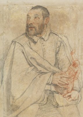 Federico Zuccaro, Portrait of Giambologna, Holding a Model for Samson Slaying a Philistine, 1575, black and red chalk on paper, National Galleries of Scotland, Edinburgh