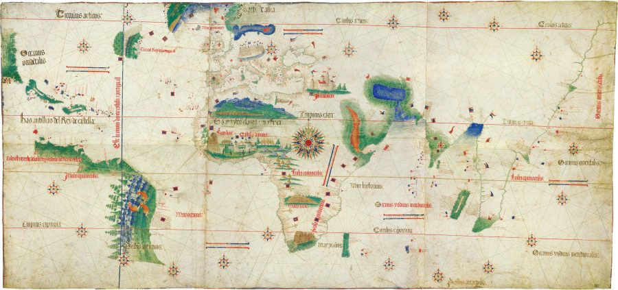 Anonymous Portuguese cartographer, Cantino Planisphere, 1502, ink and pigment on vellum, Biblioteca Estense Universitaria, Modena