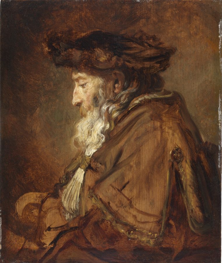 Rembrandt van Rijn (attributed to), Portrait of an Old Man (Possibly a Rabbi), ca. 1645, oil on panel, The Leiden Collection, New York