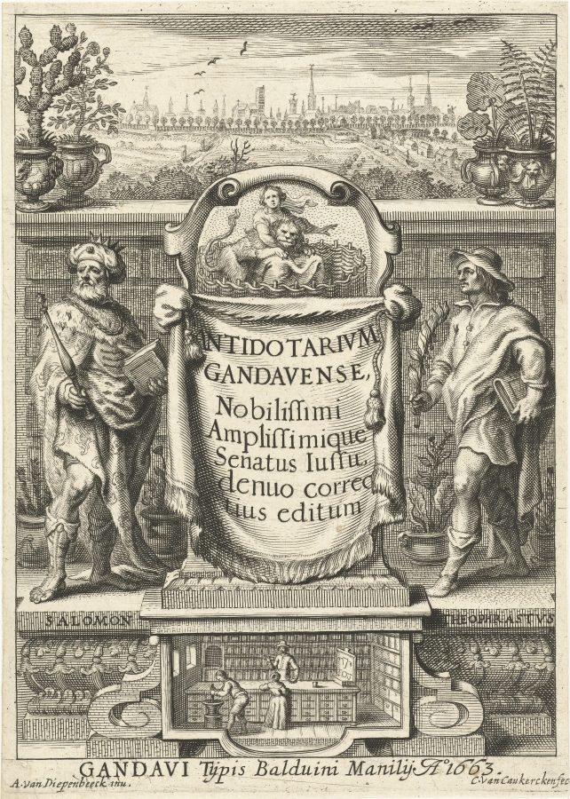 Abraham van Diepenbeeck, frontispiece to Antidotarium Gandavense (Ghent: Manilius, 1663), engraving