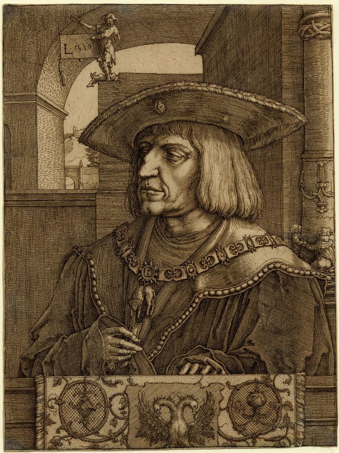 Lucas van Leyden, Emperor Maximilian I, 1520, etching on copper, The British Museum, London