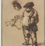 Rembrandt, The Actor Willem Ruyter in a Peasant Role, ca. 1638–1639, pen and brown ink, Victoria and Albert Museum, London