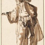 Rembrandt, Actor in the Role of Pantalone, ca. 1636, pen and brush in brown, Kunsthalle, Hamburg