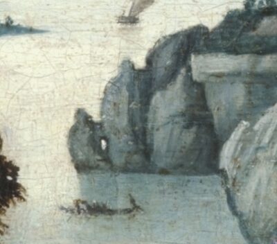 Joachim Patinir, Landscape with Saint John the Baptist Preaching (fig. 10), detail of the Bayard Rock