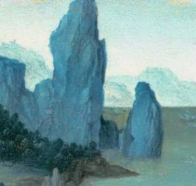 Joachim Patinir, The Wheel Miracle of Saint Catherine (fig. 11), detail of the Bayard Rock