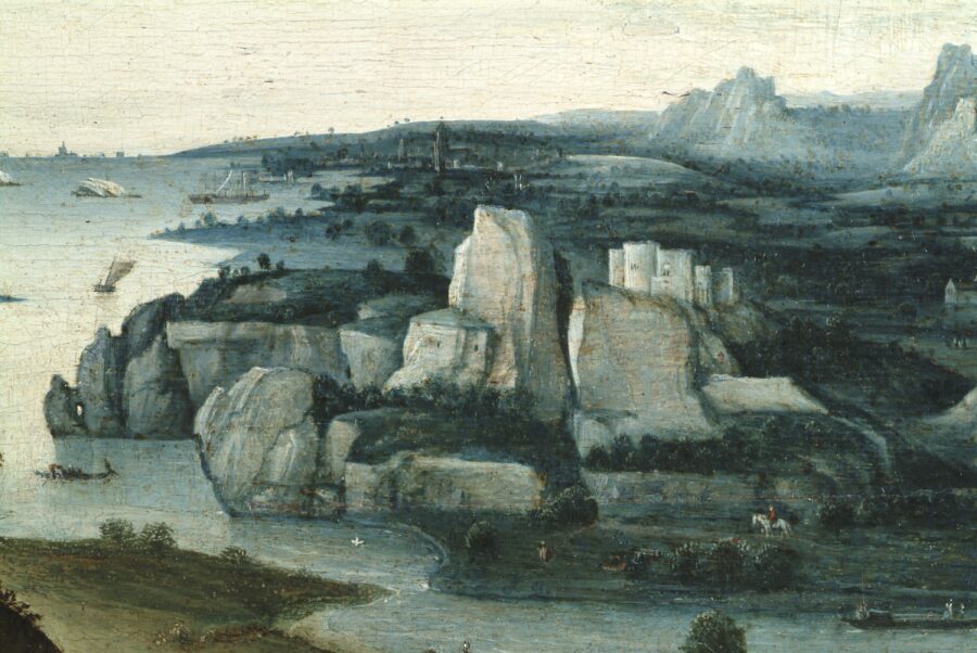Joachim Patinir, Landscape with Saint John the Baptist Preaching (fig. 9), detail of Poilvache and Bayard Rock
