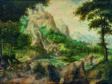 Herri met de Bles, Landscape with Peddler Robbed by Apes, ca. 1550, oil on panel, Gemäldegalerie Alte Meister, Dresden