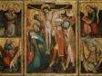 Netherlandish or German (possibly Rhenish), Triptych of the Crucifixion with Saints Anthony, Christopher, James and George, ca. 1400, tempera and oil on panel, The Art Institute of Chicago, Mr. and Mrs. Martin A. Ryerson Collection, inv. no. 1947.394