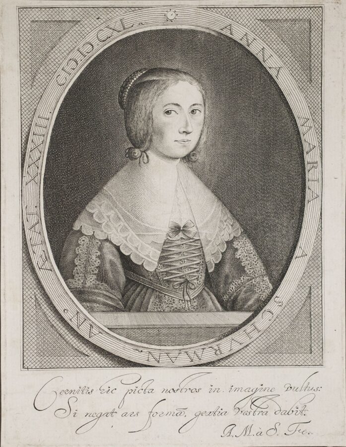 Anna Maria van Schurman, Self-Portrait, 1640, etching and engraving on laid paper, Krannert Art Museum, University of Illinois Urbana-Champaign