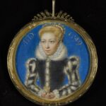 Levina Teerlinc, A Girl, formerly thought to be Queen Elizabeth, I as Princess, 1549, paint on vellum on card, Victoria and Albert Museum, London, inv. no. P.21-1954