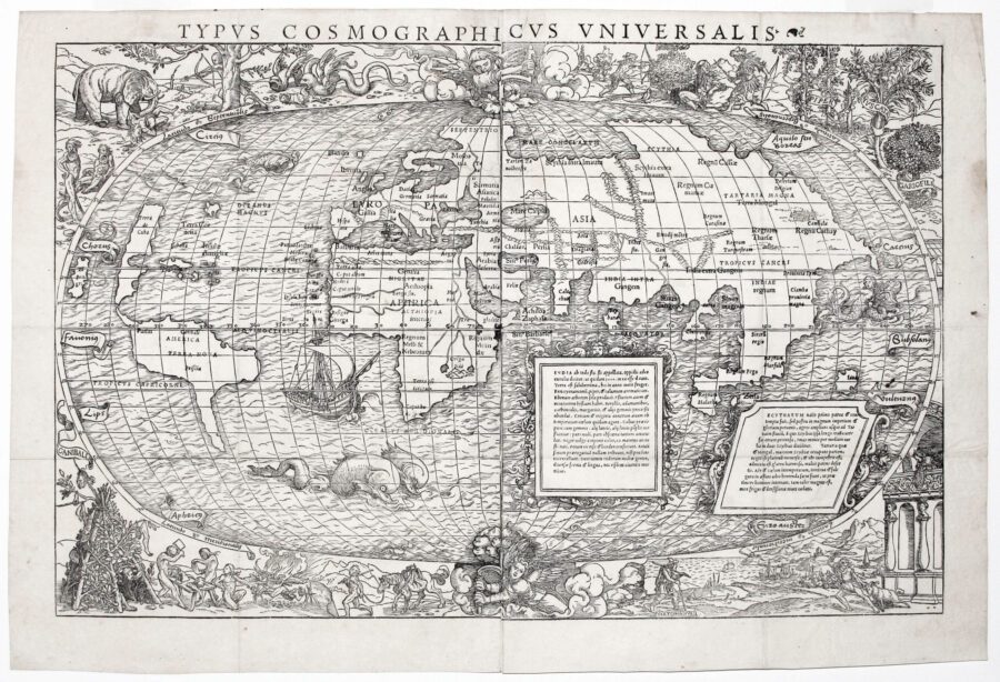Hans Holbein the Younger, World Map, Typus cosmographicus universalis, 1532, woodcut