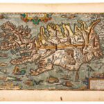 Abraham Ortelius, Iceland from Theatrum orbis terrarium (Antwerp, 1570 ff.), hand-colored engraving