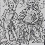 Tupinamba Warriors, Title page of Part II, Hans Staden, True History: An Account of Cannibal Captivity in Brazil, (Marburg: Andreas Koble, 1557), woodcut