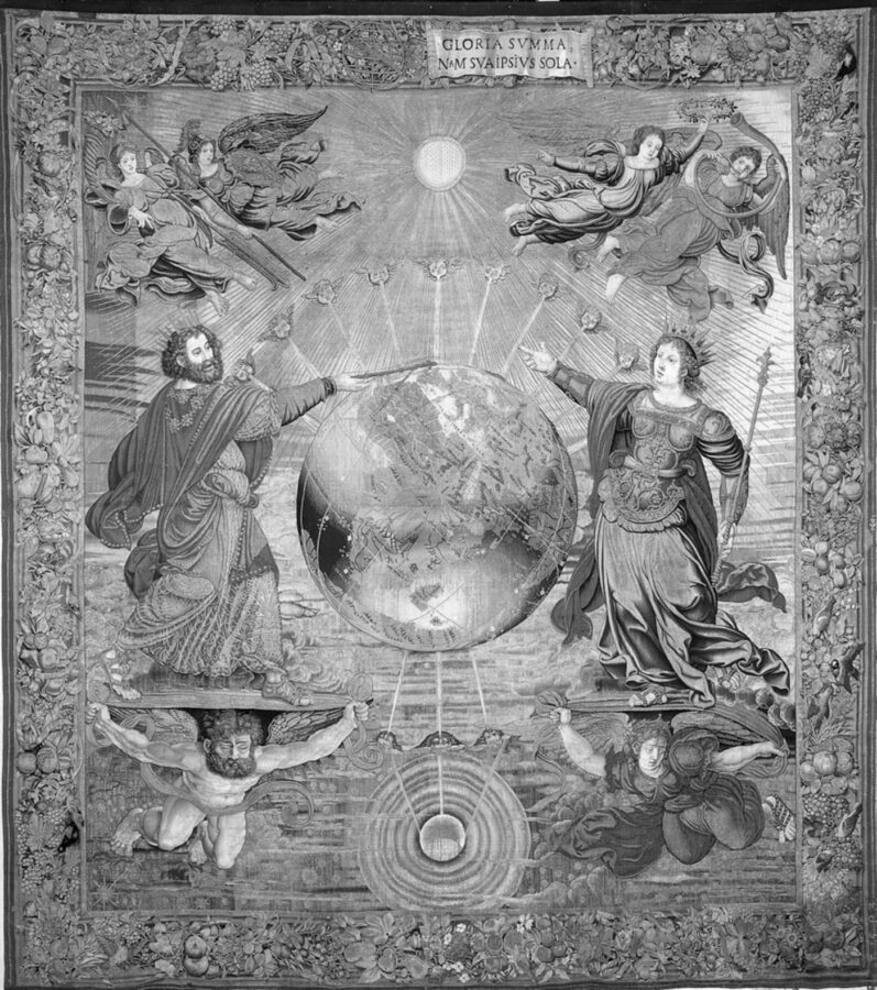 Bernard van Orley, designer, Earth Protected by Jupiter and Juno, from The Spheres, ca. 1530, tapestry, Patrimonio Nacional, Madrid